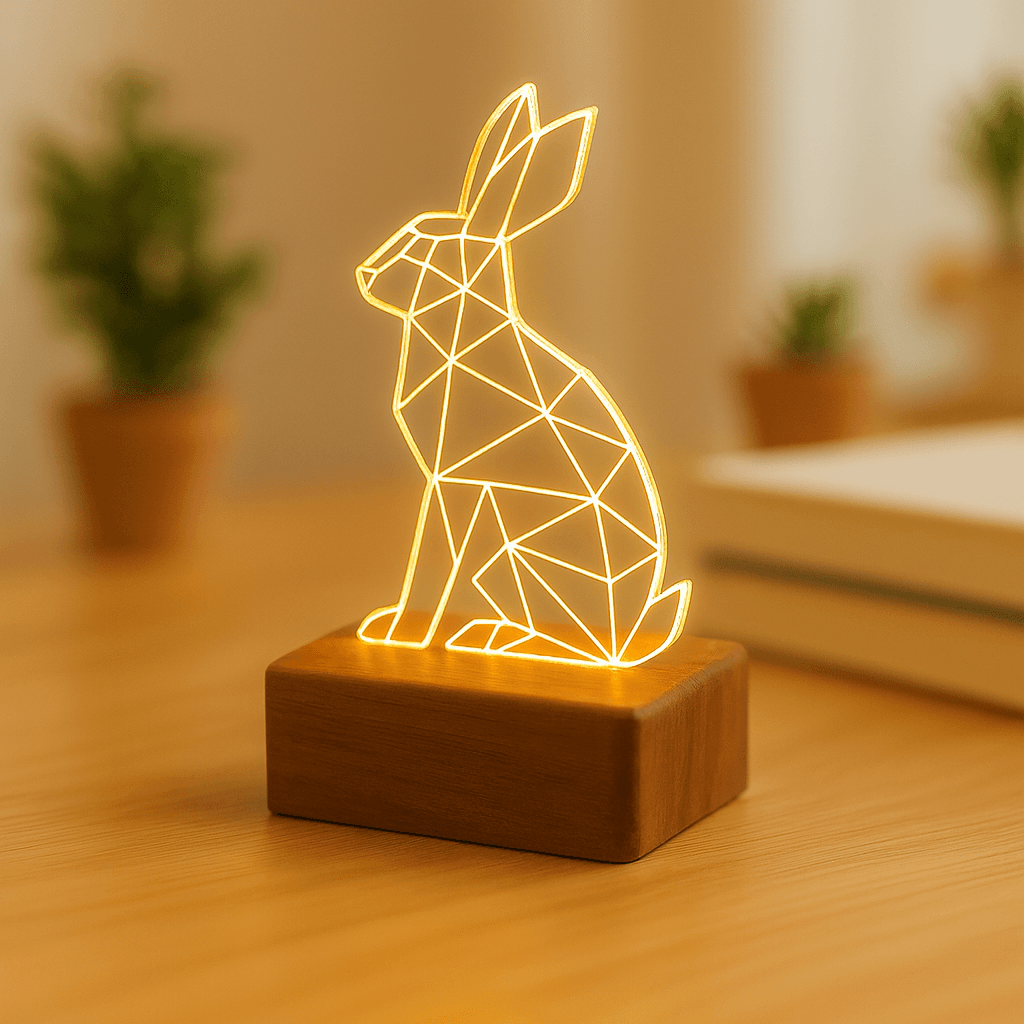 木製アクリルランプ 　やわらか灯りのウサギ　ライト　インテリア