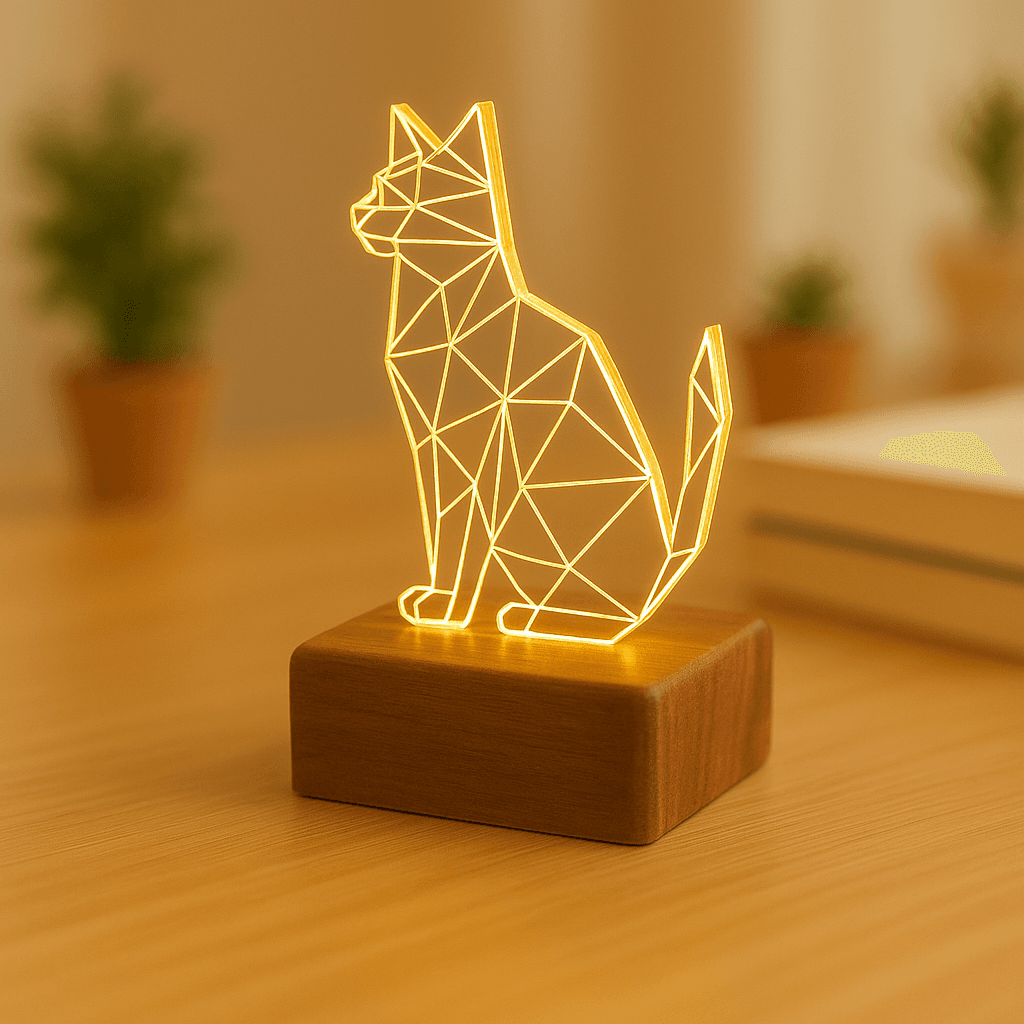 木製アクリルランプ 　ひだまり灯りのネコ　ライト　インテリア