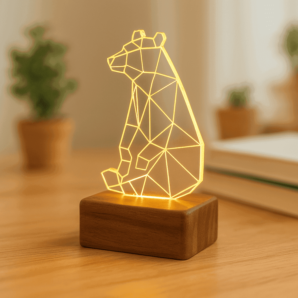 木製アクリルランプ 　やさしい灯りのクマ　　ライト　インテリア