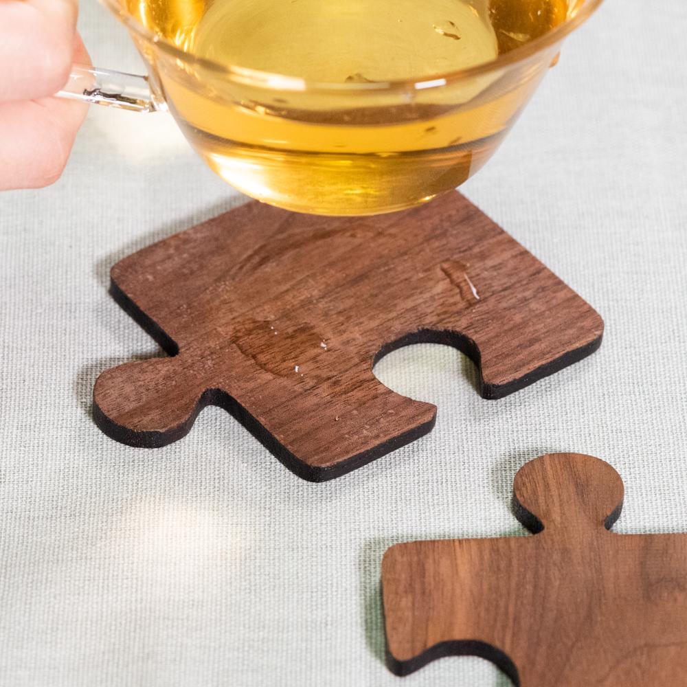 木製のコースター　パズル　４枚セット